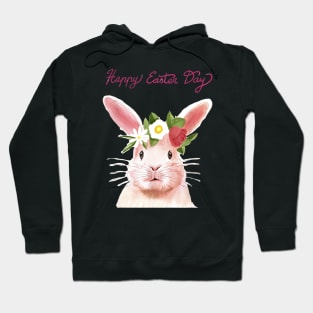 Cute Pink Bunny Rabbit Funny Hipster Easter Hoodie